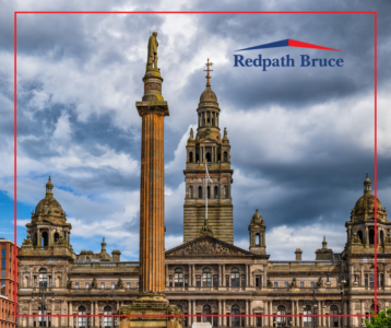 image shows Glasgow City Halls as representative of the property markets in Scotland